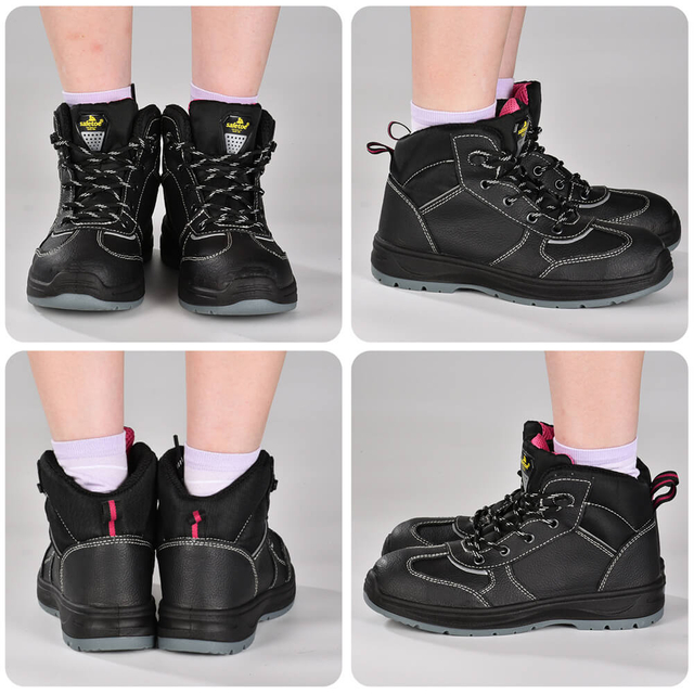 Safetoe Black Steel Toe Work Boots for Women