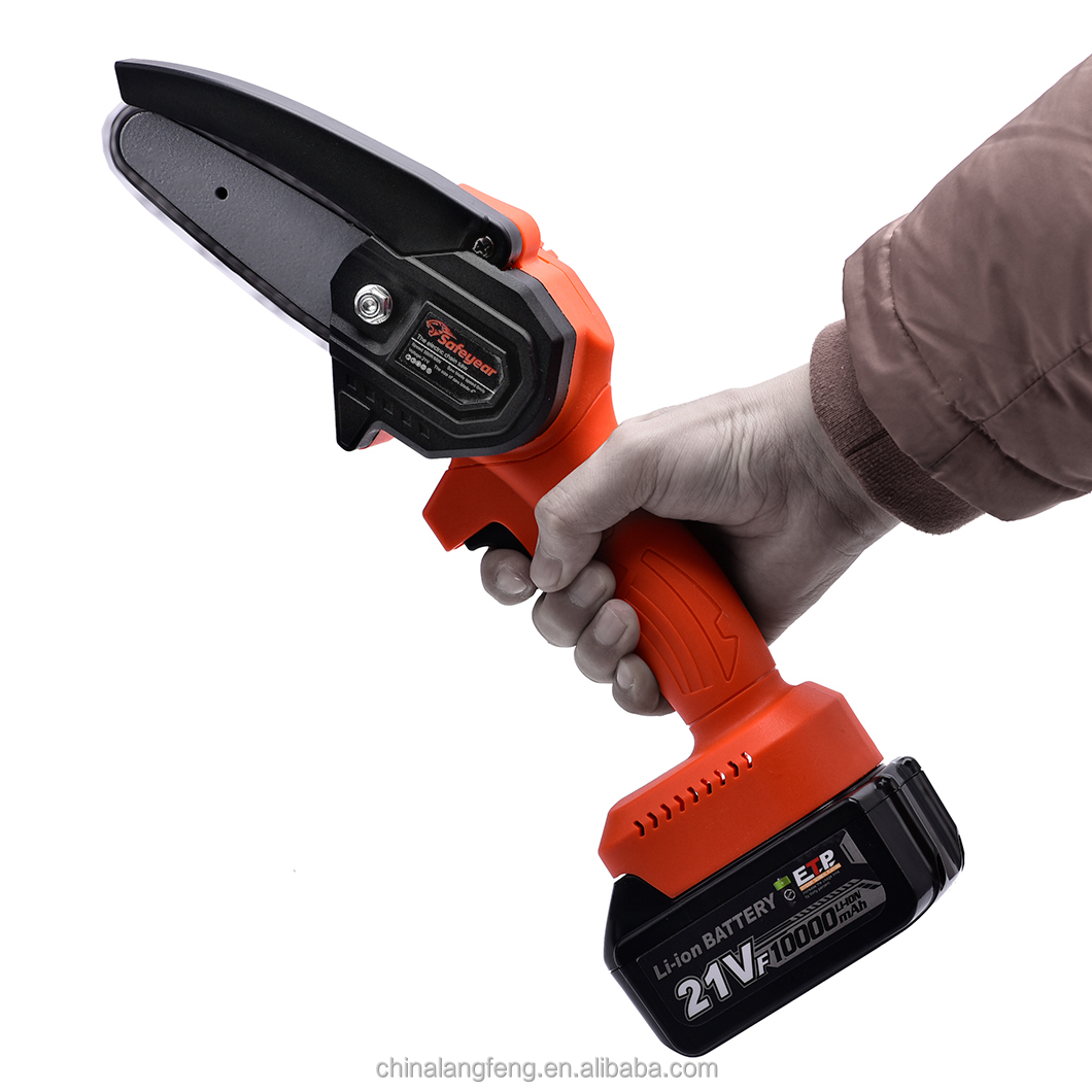 SAFEYEAR 21V Battery Powered Pruning Saw 1300mAH Small Handheld Battery Chainsaw