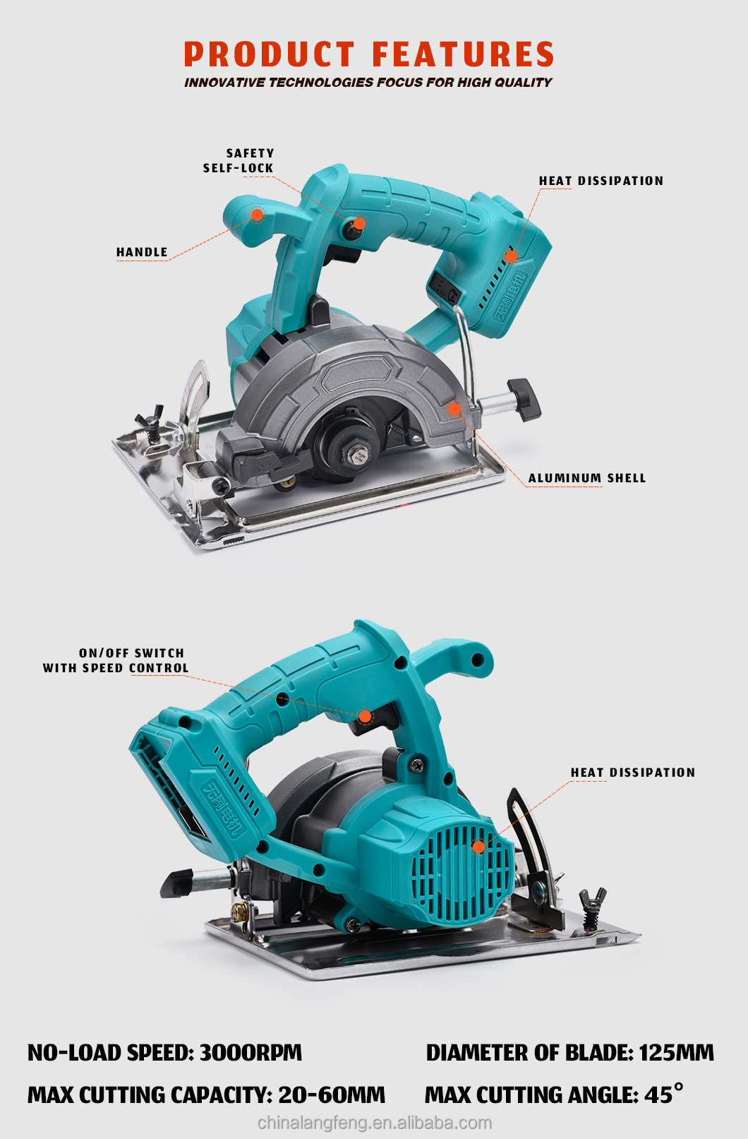 SAFEYEAR 21V Power Cordless Circular Saw with Dual Battery Kit For Wood