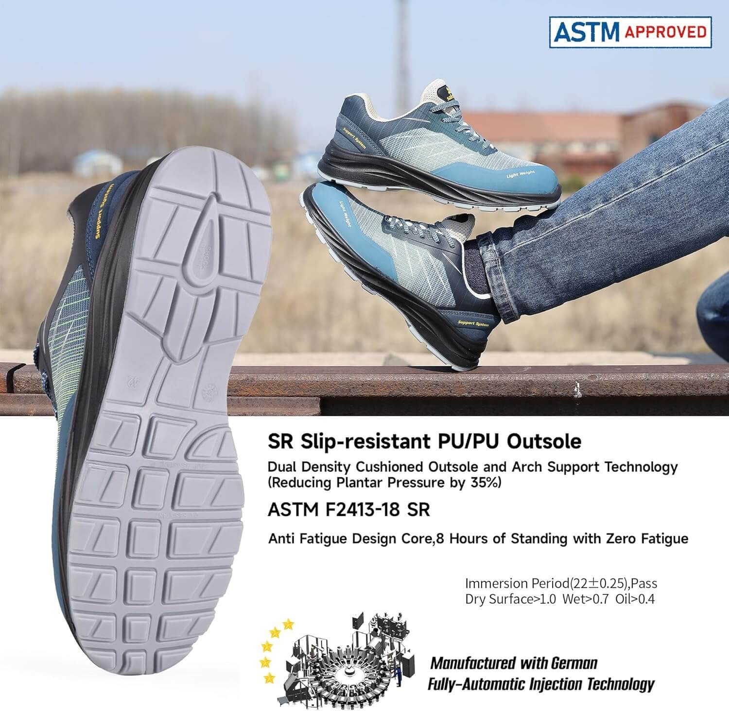 SAFETOE Breathable Composite Toe Safety Shoes with 3D Weaving Fabric Upper +TPU Print
