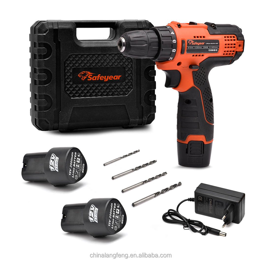 SAFEYEAR 12V Combo Kit Brushless Hardware set Cordless Electric Drill Impact Power Drills with Dual Battery Set and 39 PCs Drill Kit 