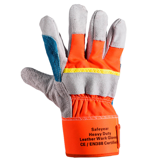 Safeyear Gardening Leather Safety Gloves, Heavy Duty Work Gloves for Men & Women (2 Pairs)