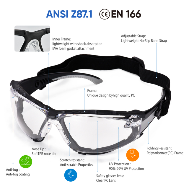 Safeyear Anti-Scratch And Anti-Fog Safety Glasses For Men and Women