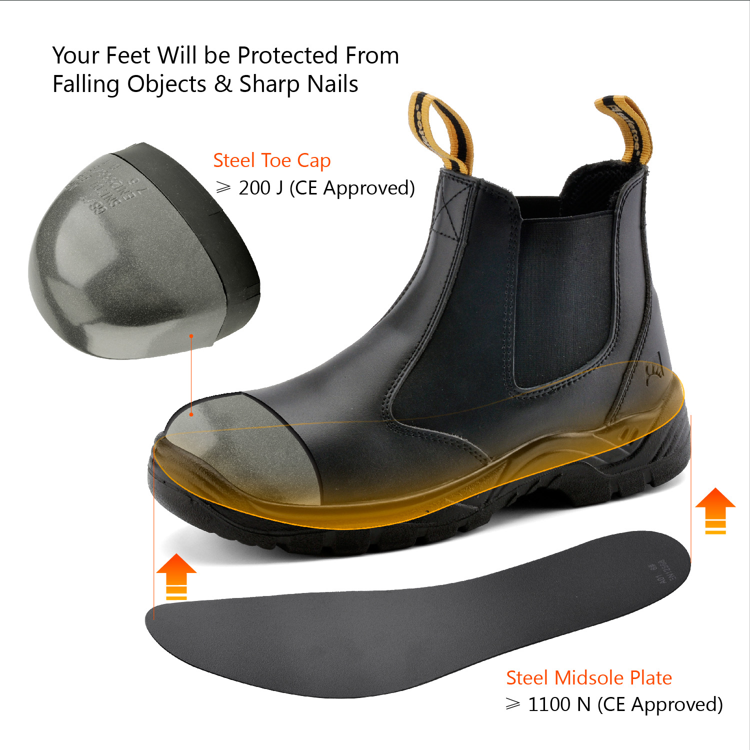 SAFETOE Chelsea Safety Boots – Steel Toe Cow Leather Work Shoes Water-Resistant