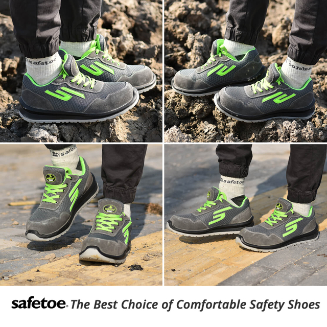 Safetoe Breathable Lightweight Leather Safety Work Shoes