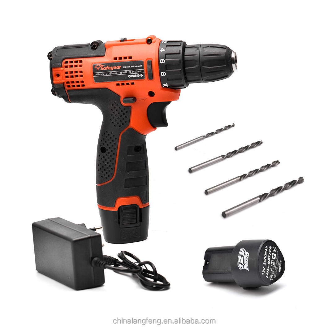 SAFEYEAR 12V Combo Kit Brushless Hardware set Cordless Electric Drill Impact Power Drills with Dual Battery Set and 39 PCs Drill Kit 