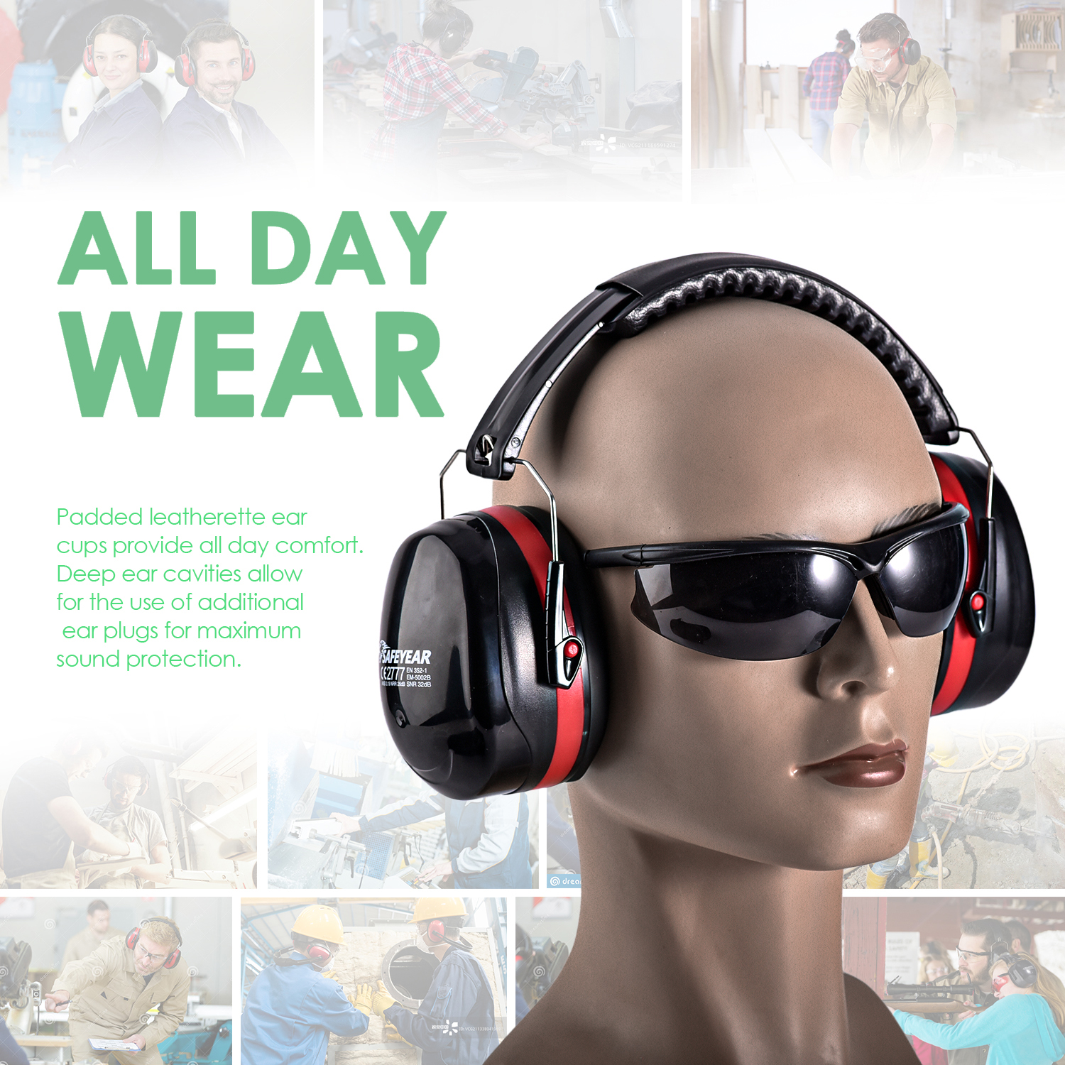Safeyear Noise Cancelling Ear Muffs for Hearing Protection