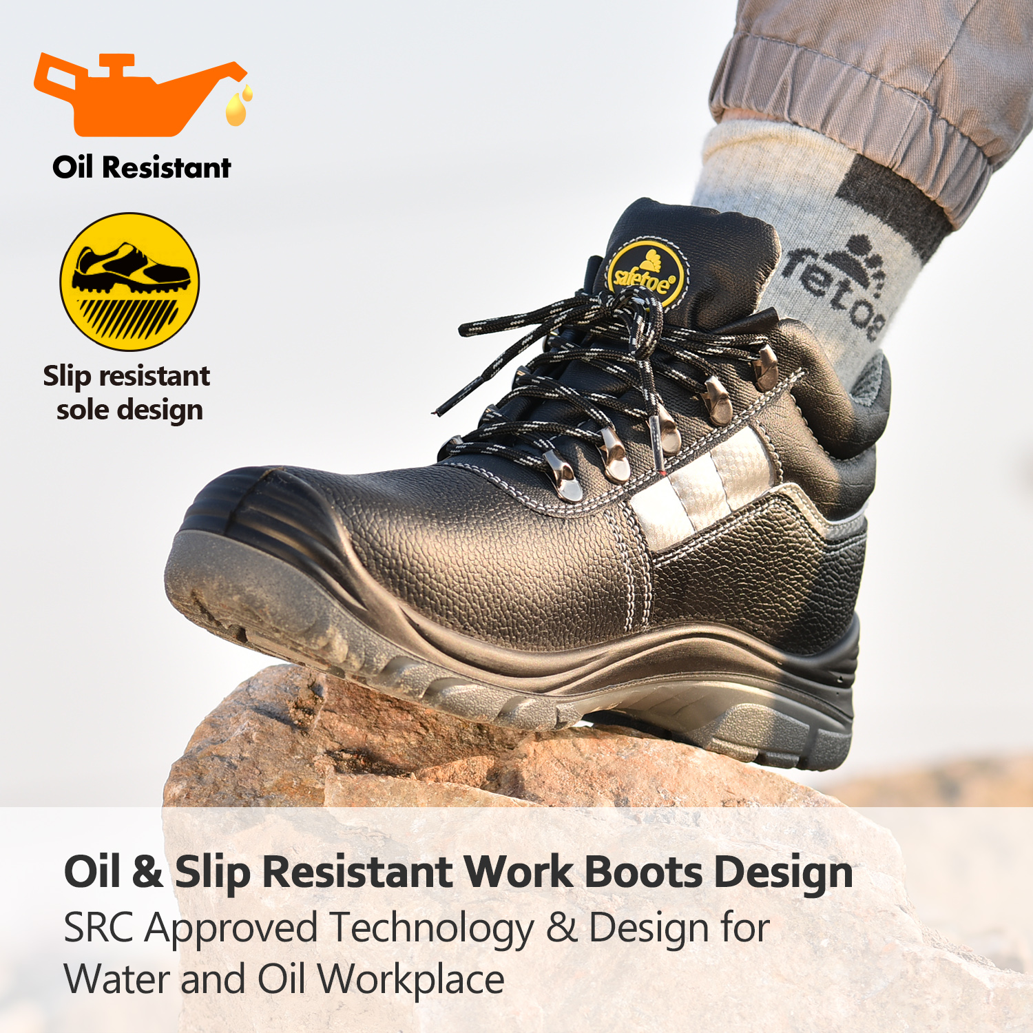 Safetoe Steel Toe Safety Work Boots for Men & Women