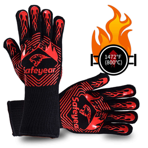 SAFEYEAR Safety BBQ Gloves Oven High Temperature,Black Gloves for Men & Women