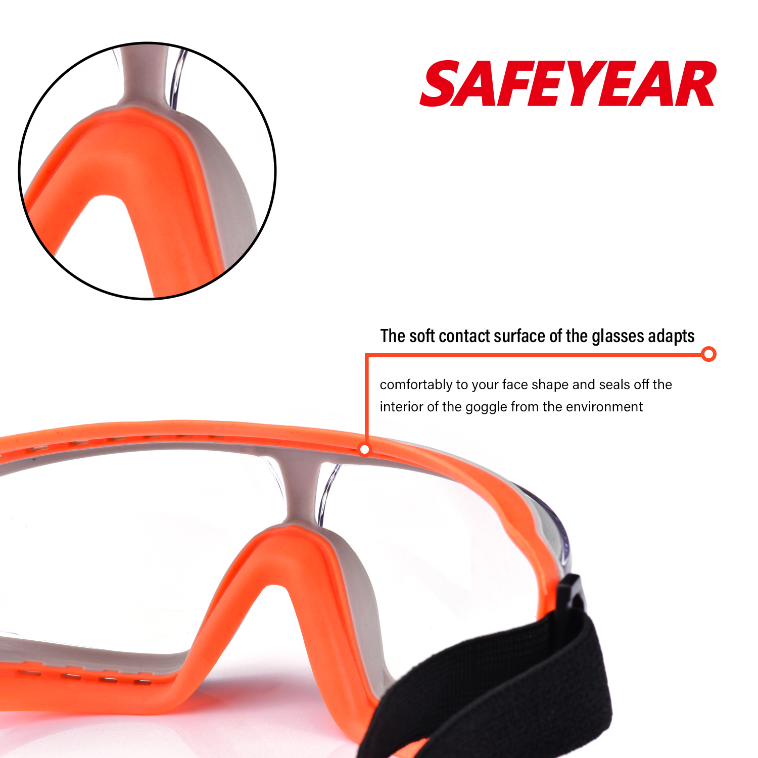 Safeyear Anti Fog & UN Protection Over Glasses Safety Goggles
