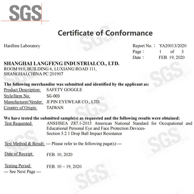 SG003GN-ANSI approved