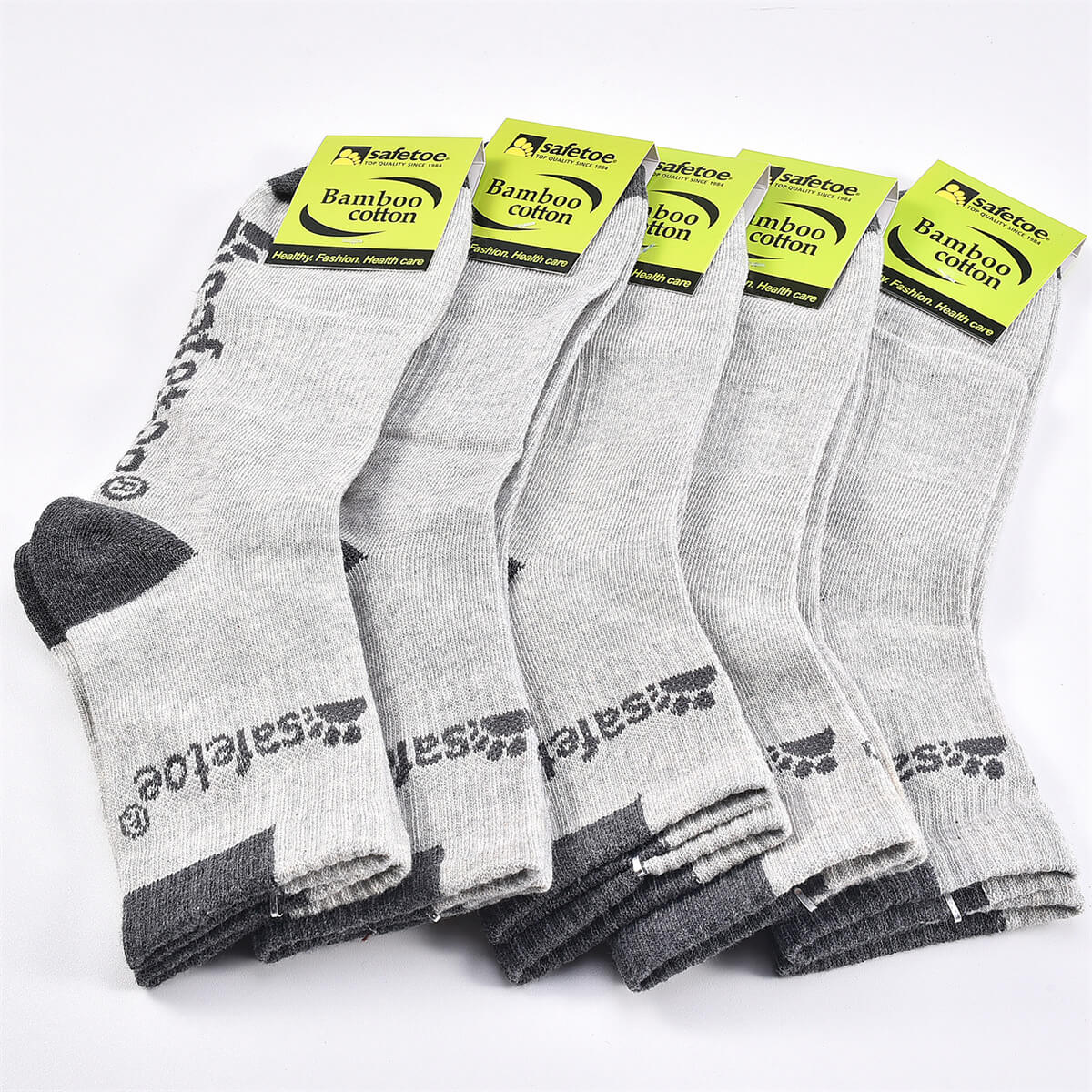 Safetoe 5 Pack Bamboo Cotton Crew Socks, Quarter Socks for Men & Women