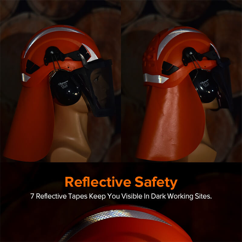 SAFEYEAR Forestry Safety Helmet with 6 Point Ratchet Suspension for Women & Men