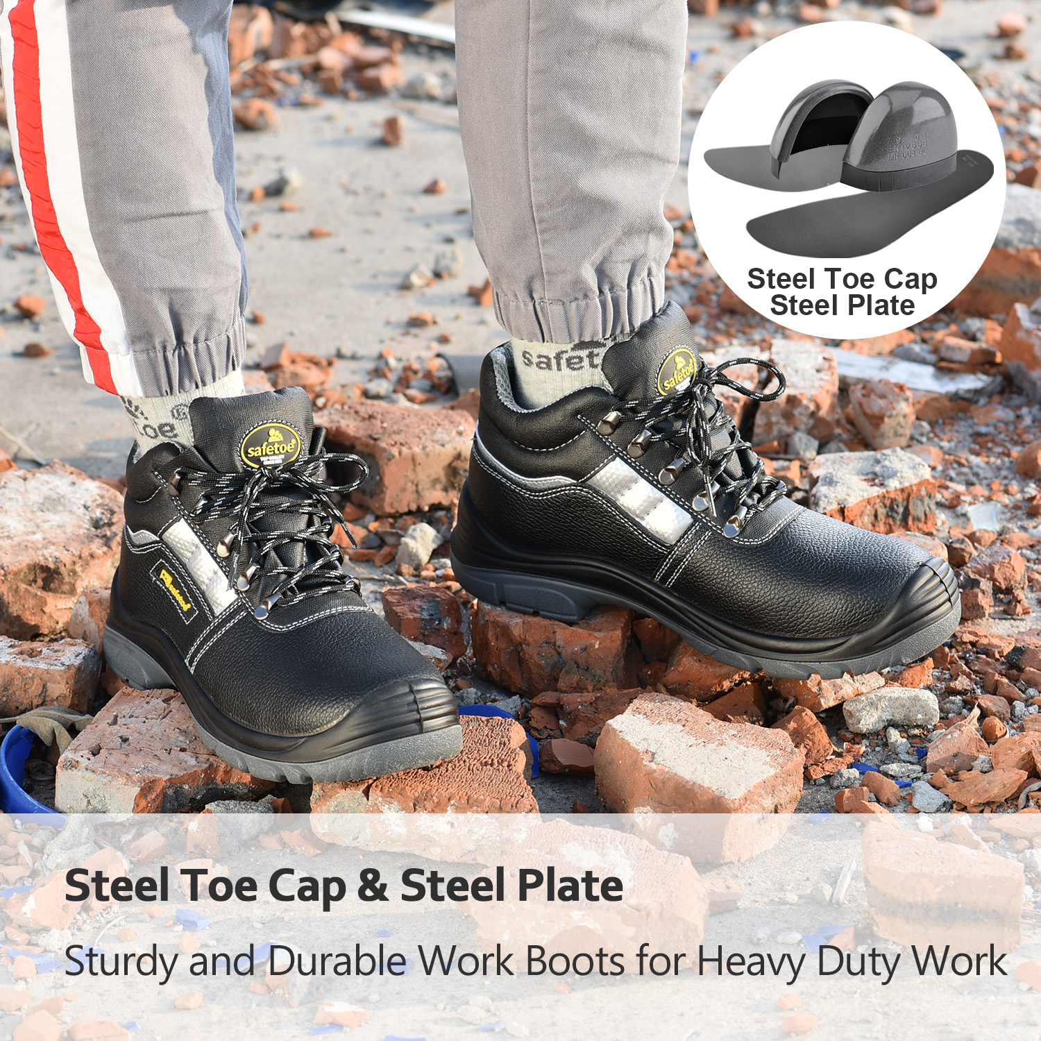 Safetoe Steel Toe Safety Work Boots for Men & Women