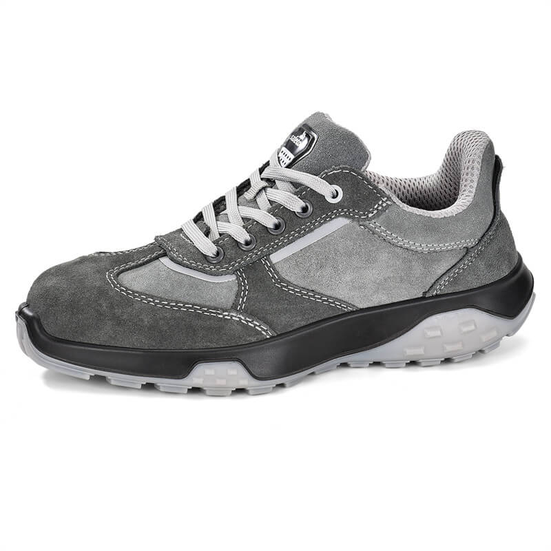 Antelope Gray Wide Fit Lightweight Breathable Leather Safety Shoes for ...