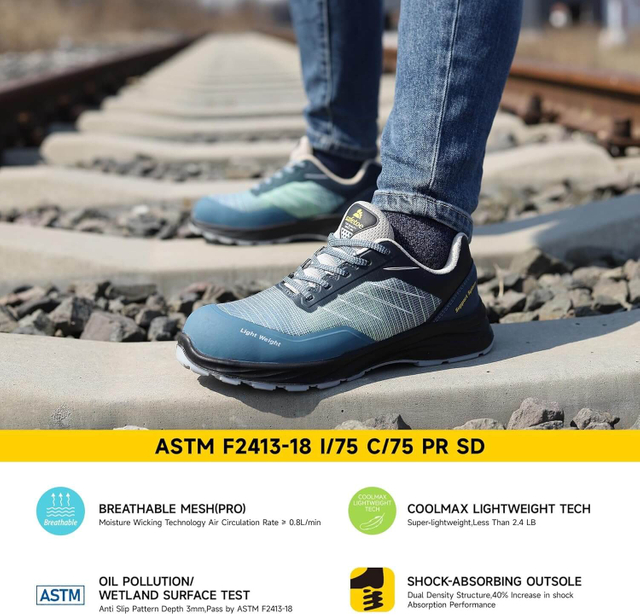 SAFETOE Breathable Composite Toe Safety Shoes with 3D Weaving Fabric Upper +TPU Print