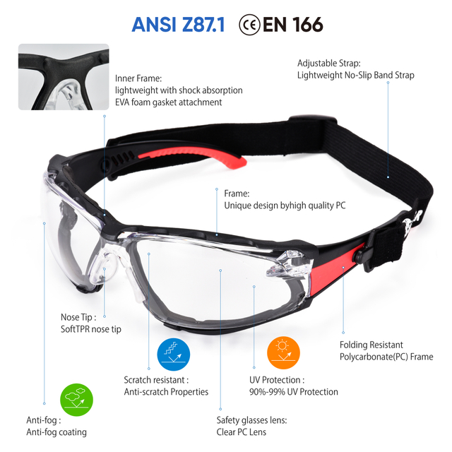 Safeyear Anti-Scratch Anti-Fog Safety Glasses For Men and Women