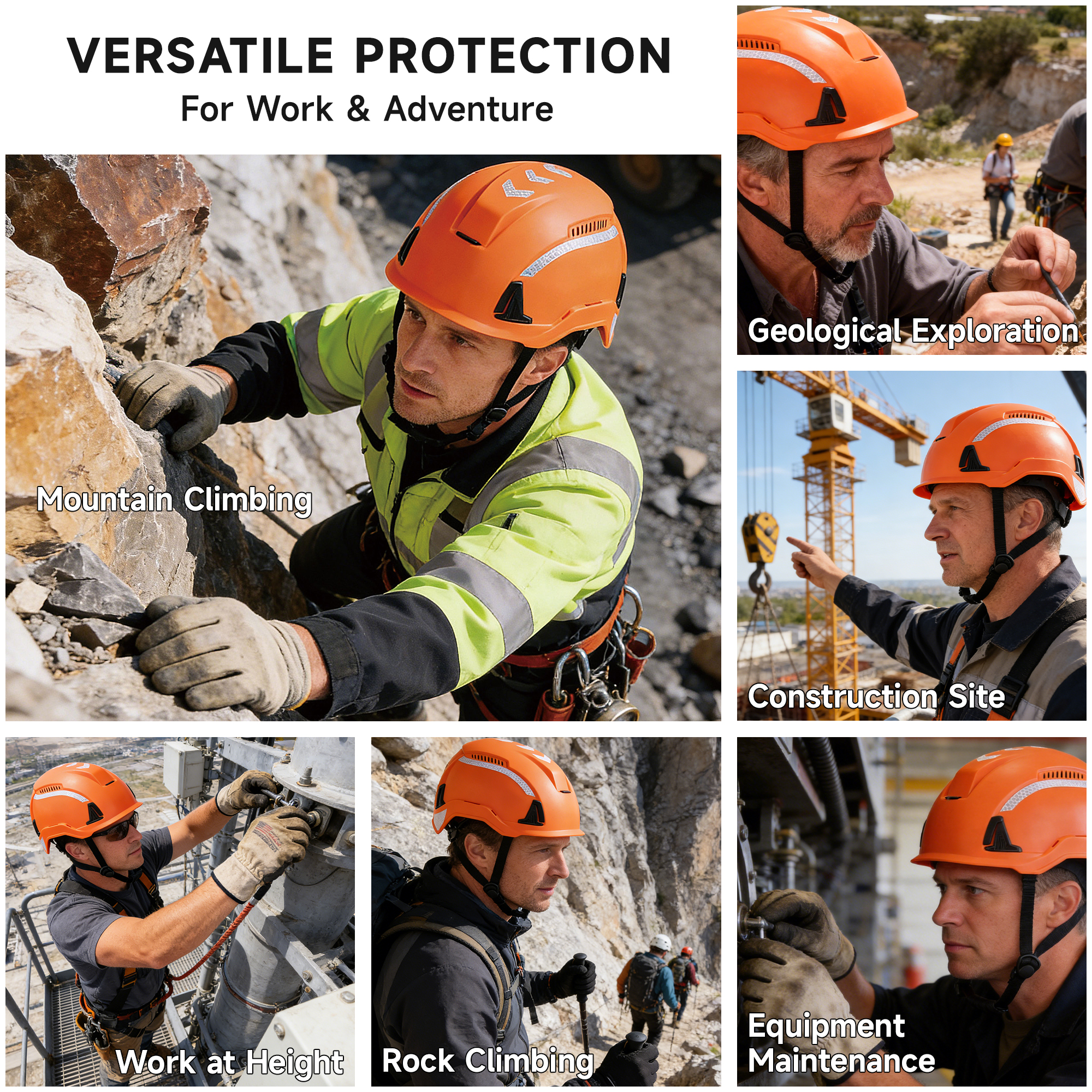 EU-SAFEYEAR Type 2 Safety Helmet Hard Hat with Chin Strap, EN397:2025 T2 Climbing Helmet, Top & Side Impact Protection, Vented Hi-Vis Industrial Construction Helmet for Rope Access & Arborist W-6000