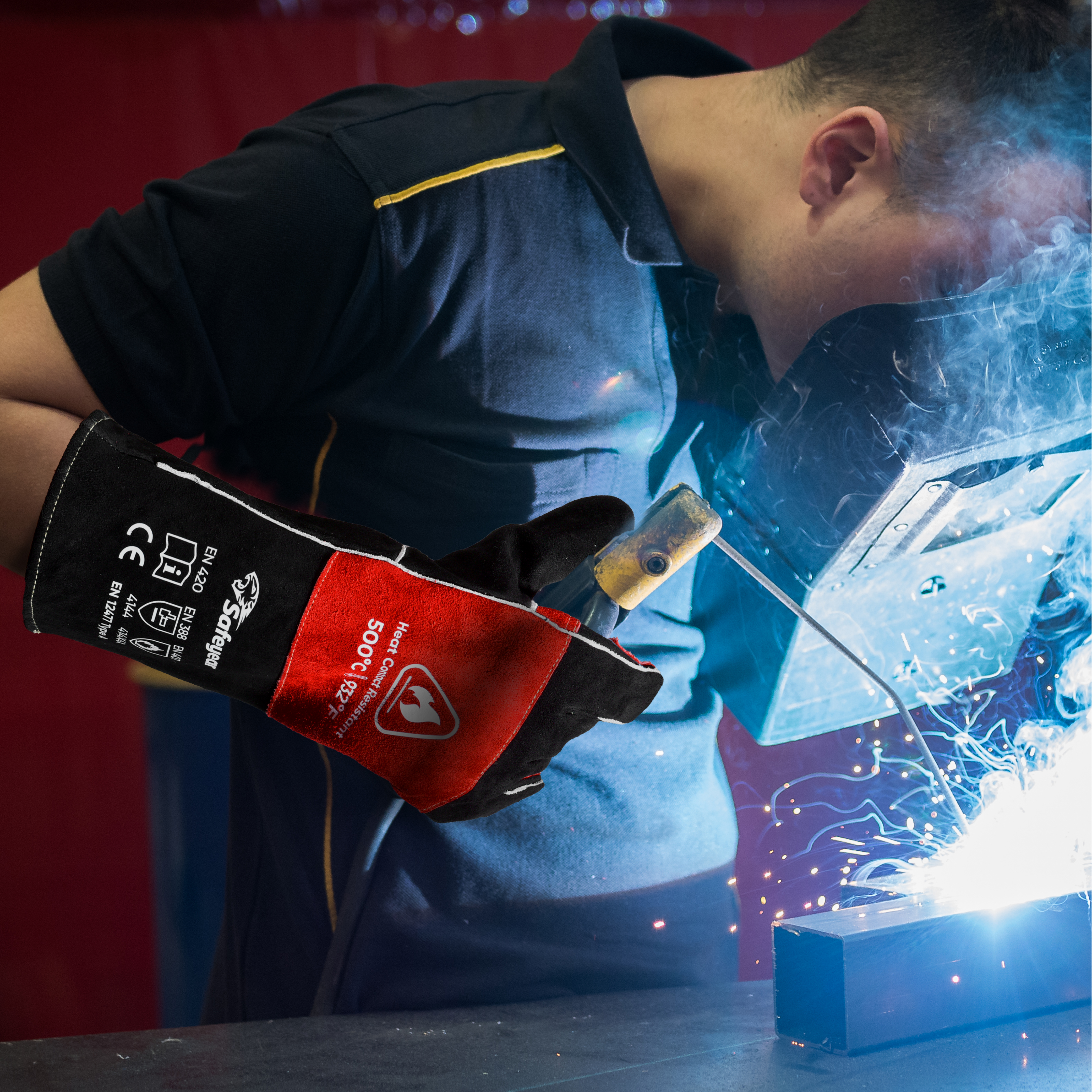 Safeyear Heat Resistant Leather Welding Gloves Forge Mig/Stick Gloves With Kevlar Stitching