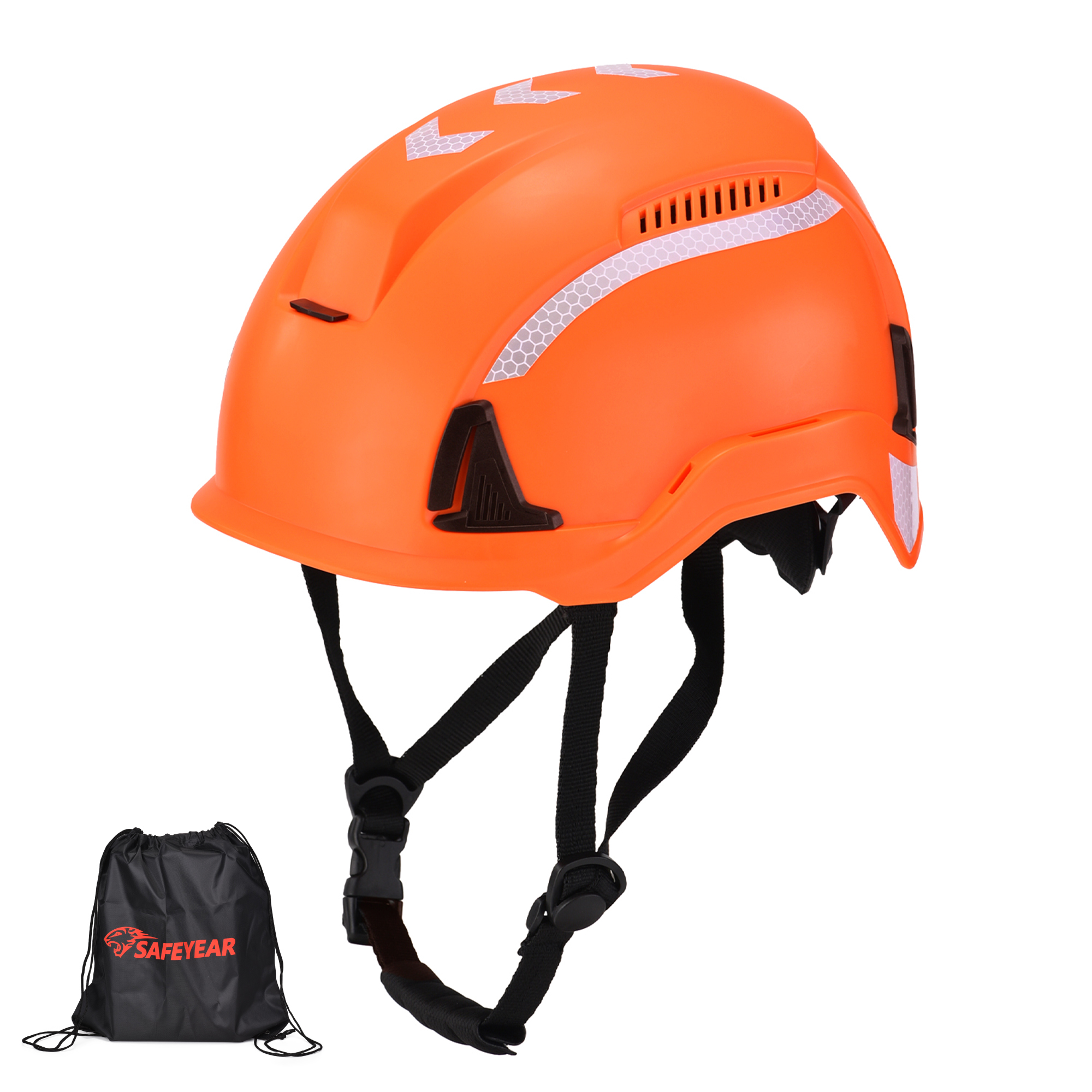 EU-SAFEYEAR Type 2 Safety Helmet Hard Hat with Chin Strap, EN397:2025 T2 Climbing Helmet, Top & Side Impact Protection, Vented Hi-Vis Industrial Construction Helmet for Rope Access & Arborist W-6000
