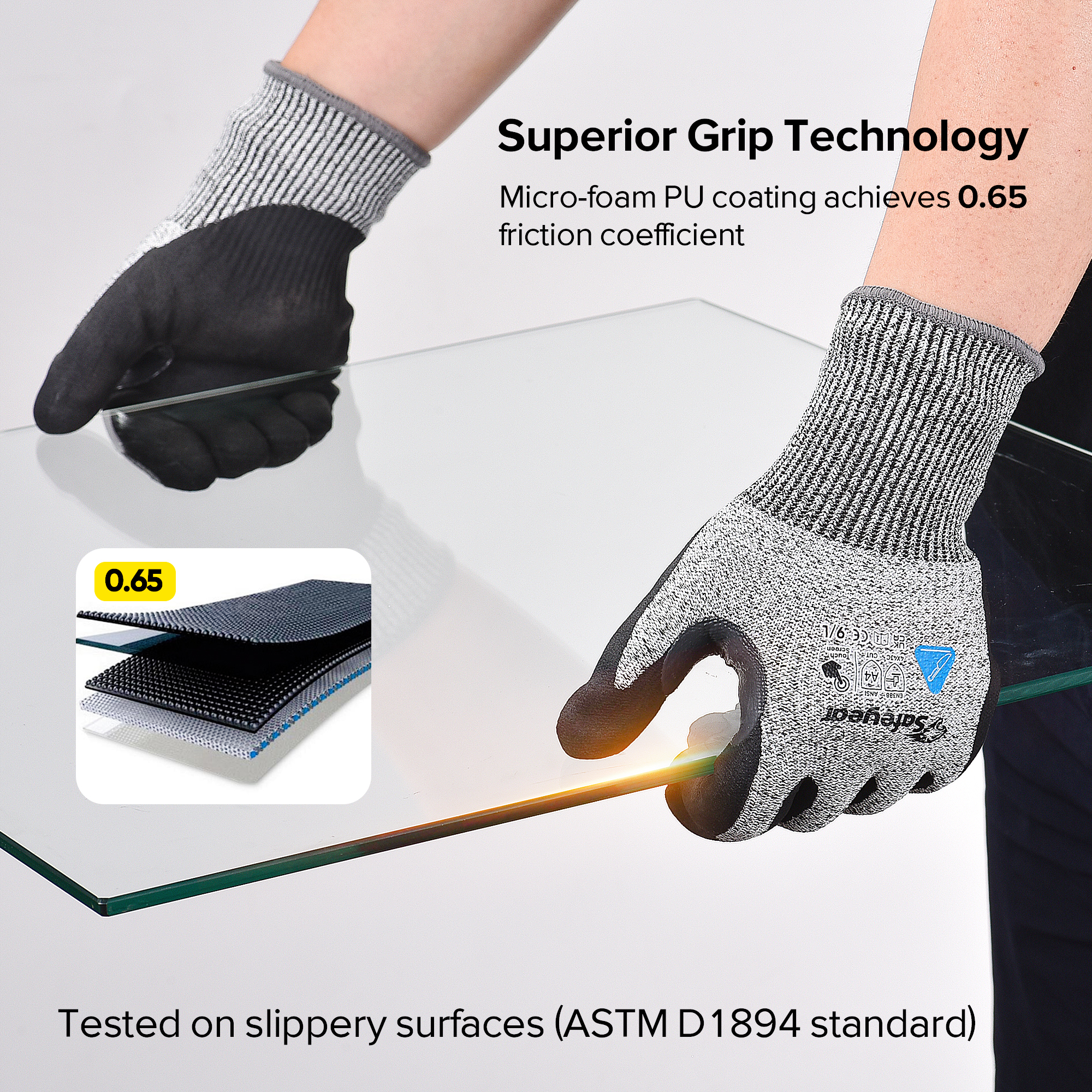 EU-SAFEYEAR Cut Resistant Work Gloves Safety Gloves Level 5 Protection