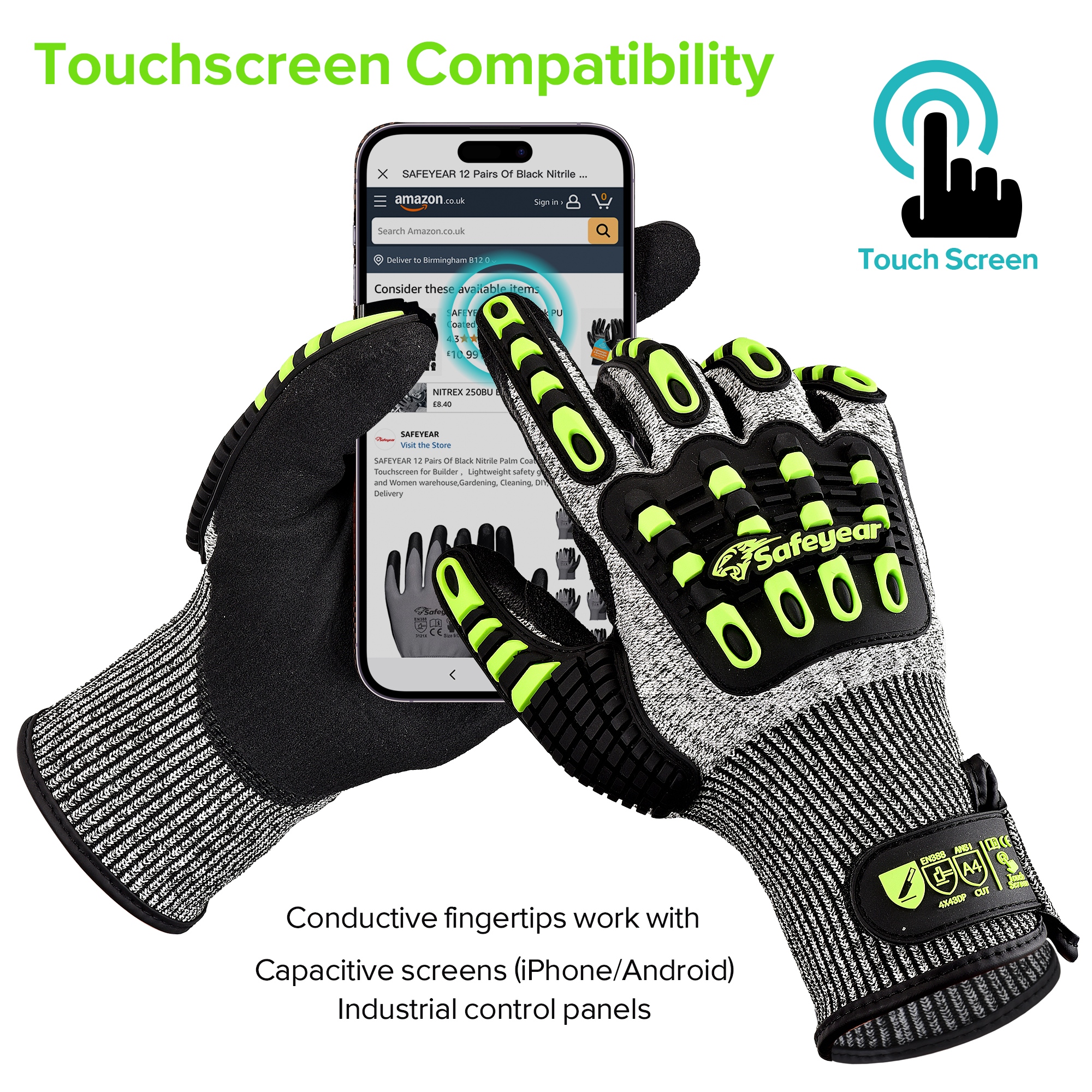 Safeyear Cut-Resistant Kevlar Mechanic Work Gloves for Men & Women