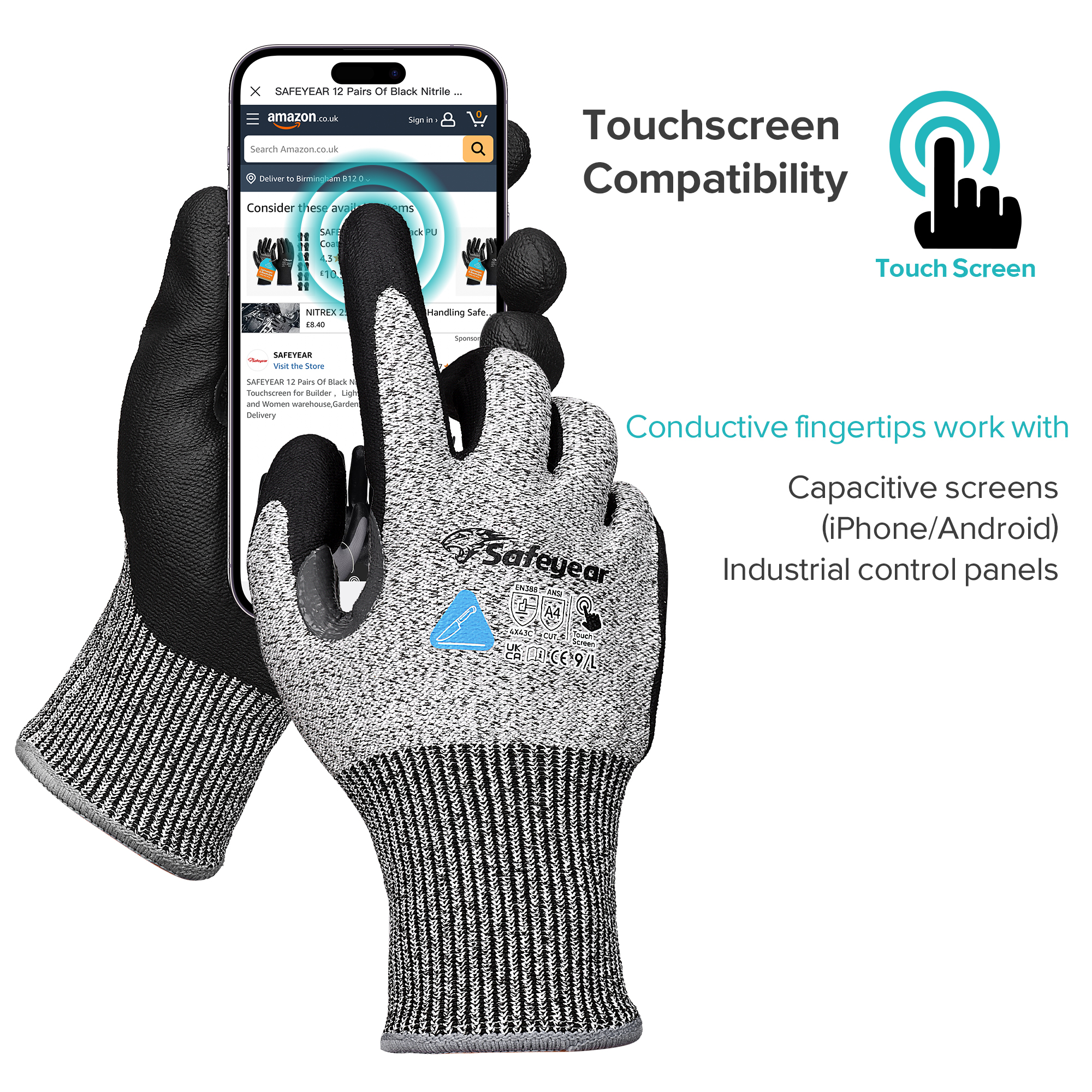 EU-SAFEYEAR Cut Resistant Work Gloves Safety Gloves Level 5 Protection
