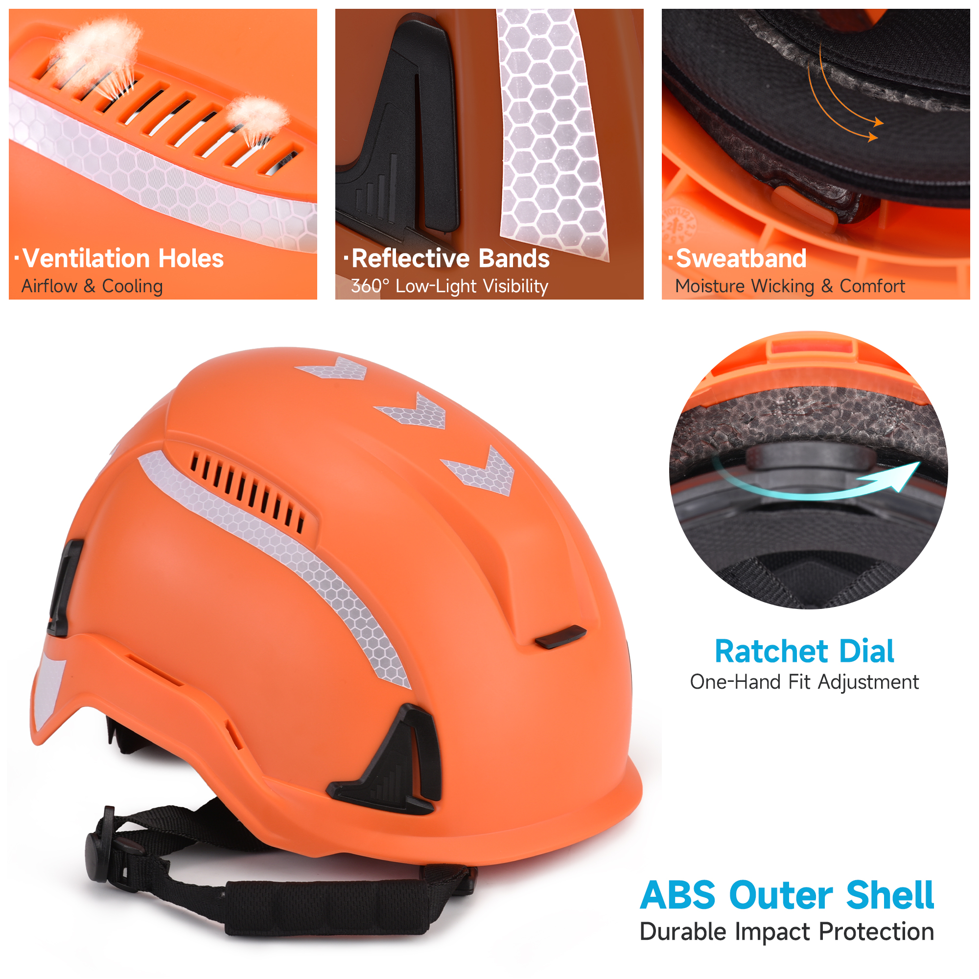 EU-SAFEYEAR Type 2 Safety Helmet Hard Hat with Chin Strap, EN397:2025 T2 Climbing Helmet, Top & Side Impact Protection, Vented Hi-Vis Industrial Construction Helmet for Rope Access & Arborist W-6000